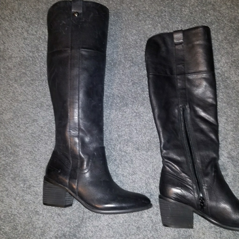 Black Leather Knee-High Boots